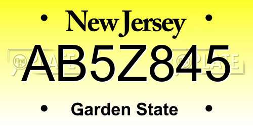 AB5Z845 New Jersey License Plate