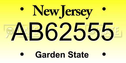 AB62555 New Jersey License Plate
