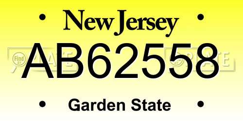AB62558 New Jersey License Plate