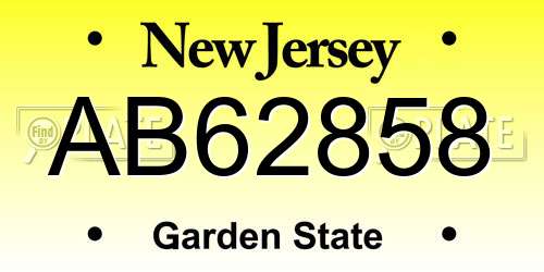 AB62858 New Jersey License Plate