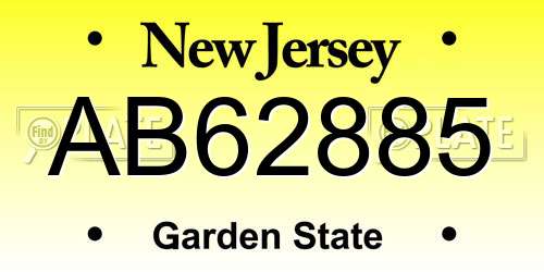 AB62885 New Jersey License Plate