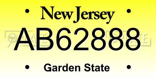AB62888 New Jersey License Plate