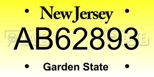 AB62893 New Jersey License Plate