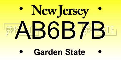 AB6B7B New Jersey License Plate