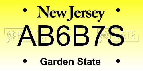 AB6B7S New Jersey License Plate