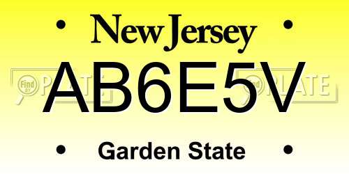 AB6E5V New Jersey License Plate