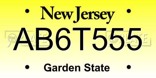 AB6T555 New Jersey License Plate