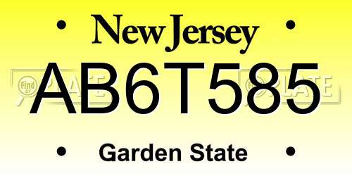 AB6T585 New Jersey License Plate