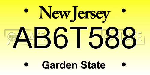 AB6T588 New Jersey License Plate