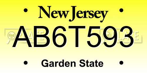 AB6T593 New Jersey License Plate