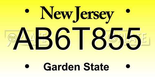 AB6T855 New Jersey License Plate