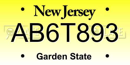 AB6T893 New Jersey License Plate