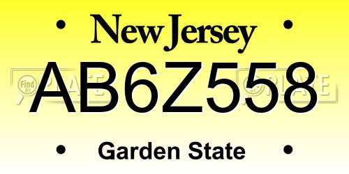 AB6Z558 New Jersey License Plate