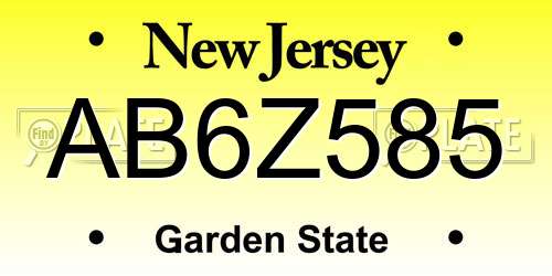 AB6Z585 New Jersey License Plate
