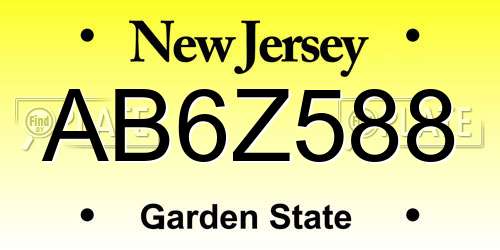 AB6Z588 New Jersey License Plate