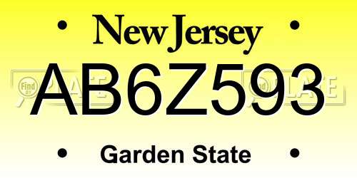 AB6Z593 New Jersey License Plate
