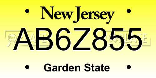 AB6Z855 New Jersey License Plate