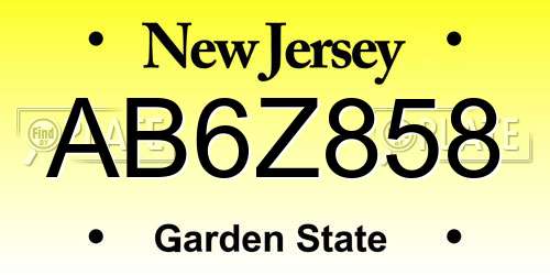 AB6Z858 New Jersey License Plate
