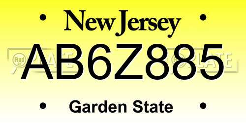 AB6Z885 New Jersey License Plate