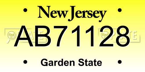 AB71128 New Jersey License Plate