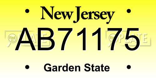 AB71175 New Jersey License Plate