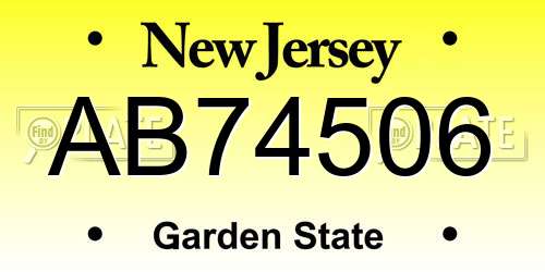 AB74506 New Jersey License Plate