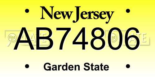 AB74806 New Jersey License Plate