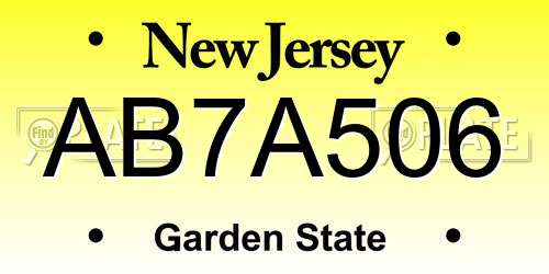 AB7A506 New Jersey License Plate