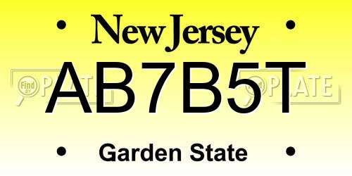 AB7B5T New Jersey License Plate