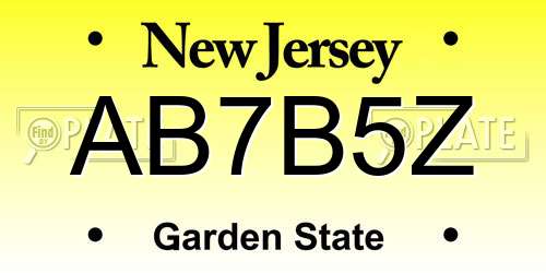AB7B5Z New Jersey License Plate