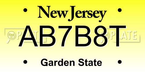 AB7B8T New Jersey License Plate