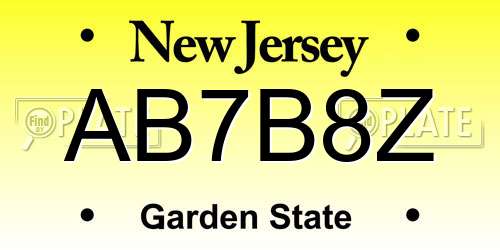 AB7B8Z New Jersey License Plate