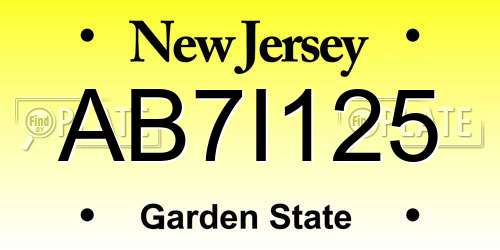AB7I125 New Jersey License Plate