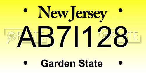 AB7I128 New Jersey License Plate