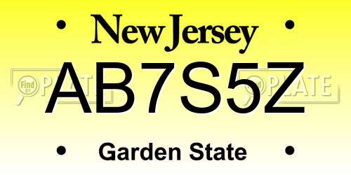 AB7S5Z New Jersey License Plate