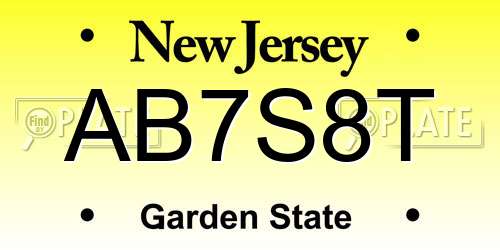 AB7S8T New Jersey License Plate