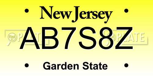 AB7S8Z New Jersey License Plate