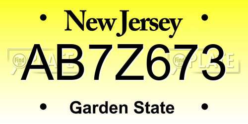 AB7Z673 New Jersey License Plate