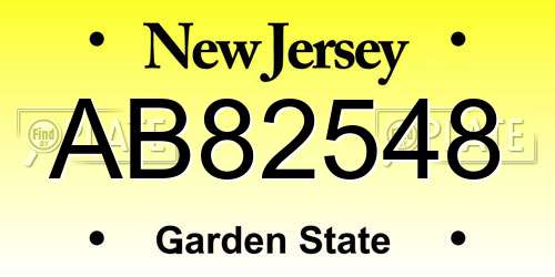 AB82548 New Jersey License Plate