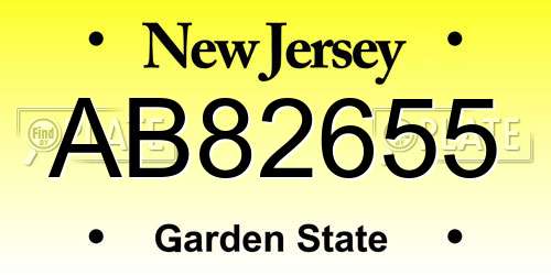 AB82655 New Jersey License Plate