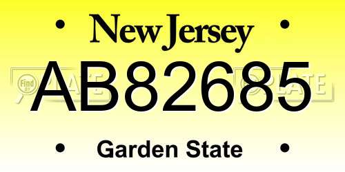 AB82685 New Jersey License Plate