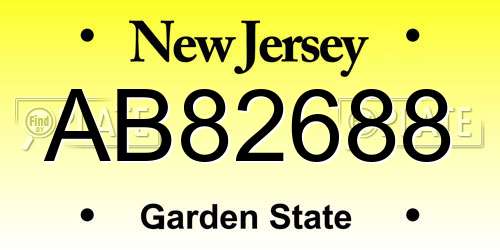 AB82688 New Jersey License Plate