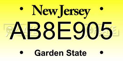 AB8E905 New Jersey License Plate