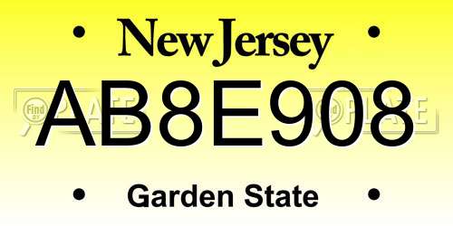 AB8E908 New Jersey License Plate