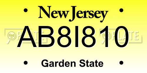 AB8I810 New Jersey License Plate