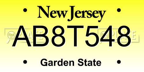 AB8T548 New Jersey License Plate