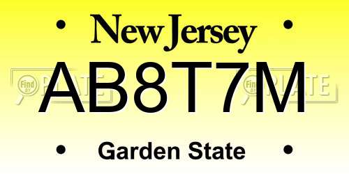 AB8T7M New Jersey License Plate