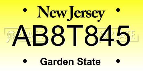 AB8T845 New Jersey License Plate