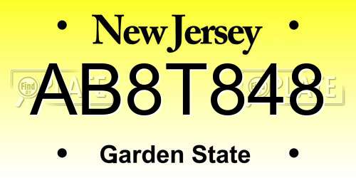 AB8T848 New Jersey License Plate