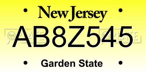 AB8Z545 New Jersey License Plate